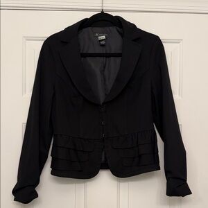 INC International Concepts Black Ruffle-Hem Blazer Jacket